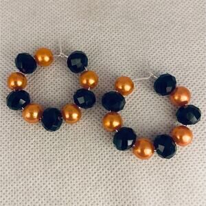 Cincinnati Bengals Beaded Hoop Earrings